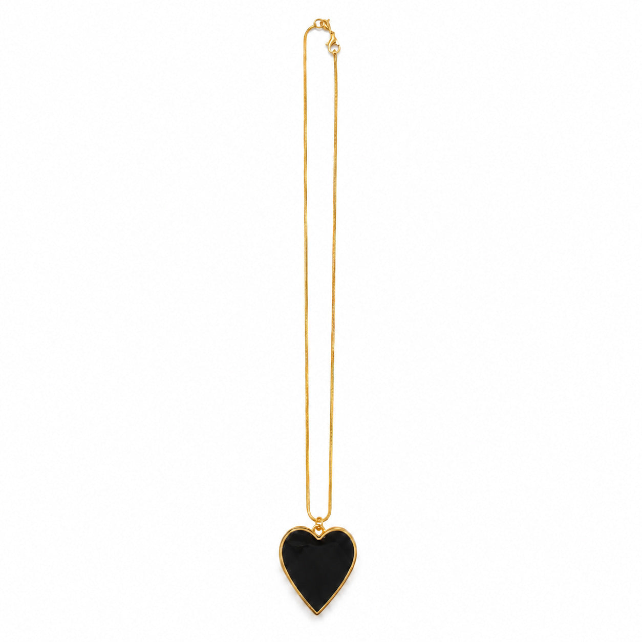 Gold Black Heart Necklace