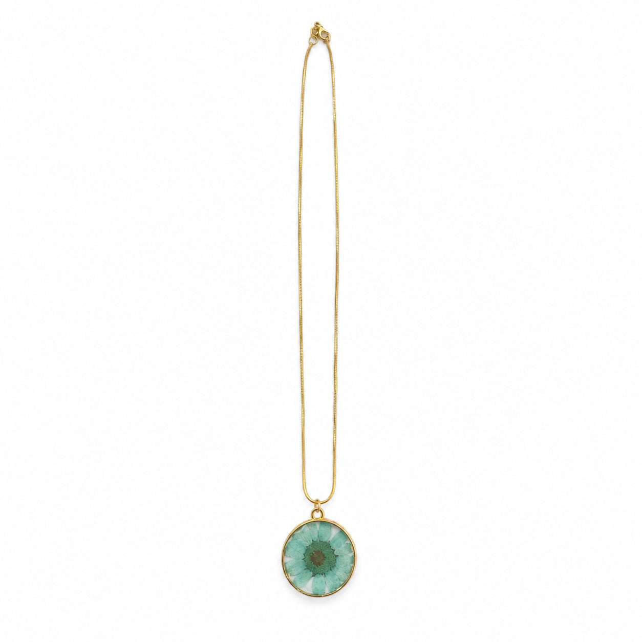 Aqua Flower Pendant Necklace