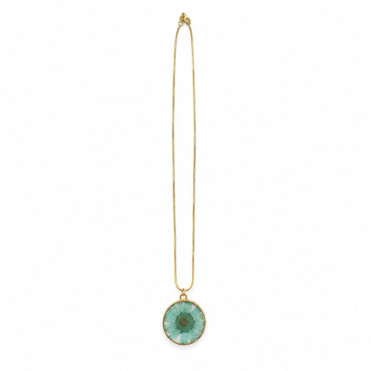 Aqua Flower Pendant Necklace