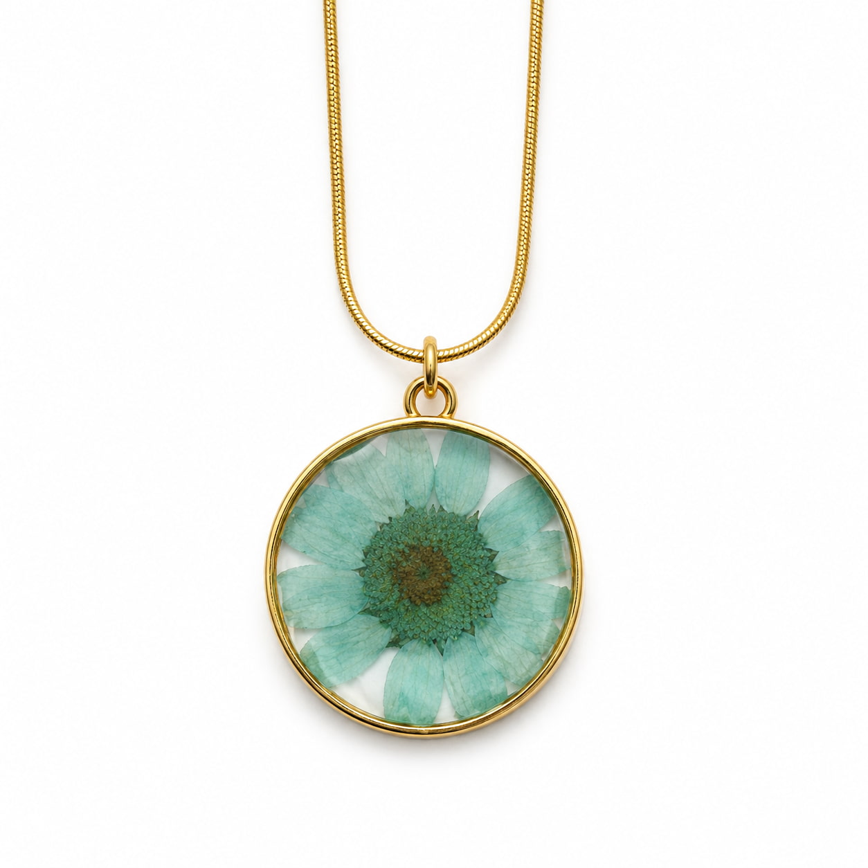 Aqua Flower Pendant Necklace