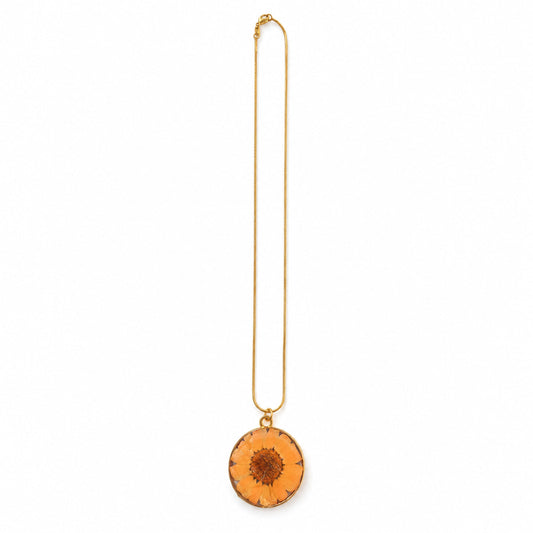 Gold-Tone Orange Flower Necklace