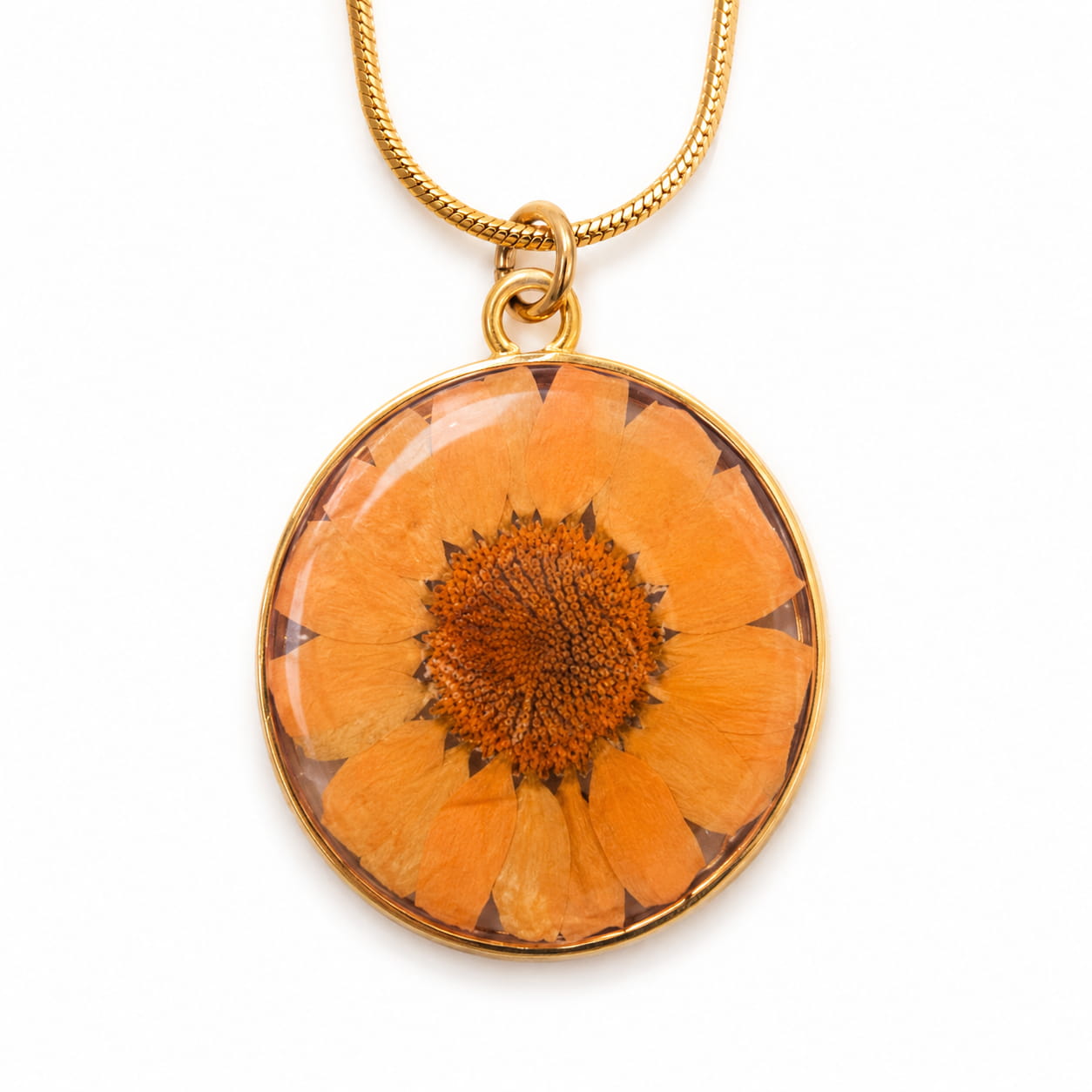 Gold-Tone Orange Flower Necklace