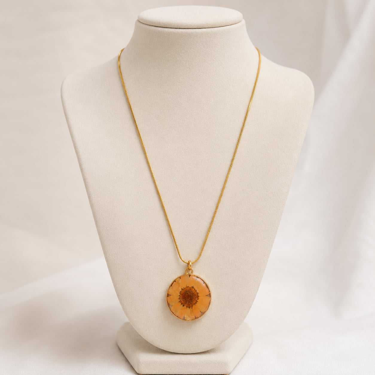 Gold-Tone Orange Flower Necklace