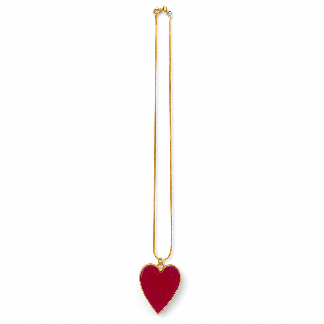 Gold Red Heart Necklace