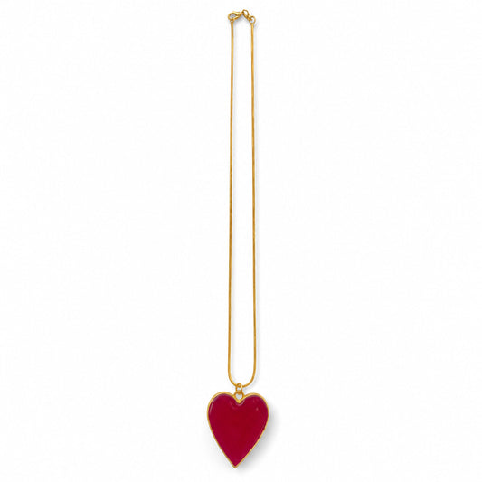 Gold Red Heart Necklace