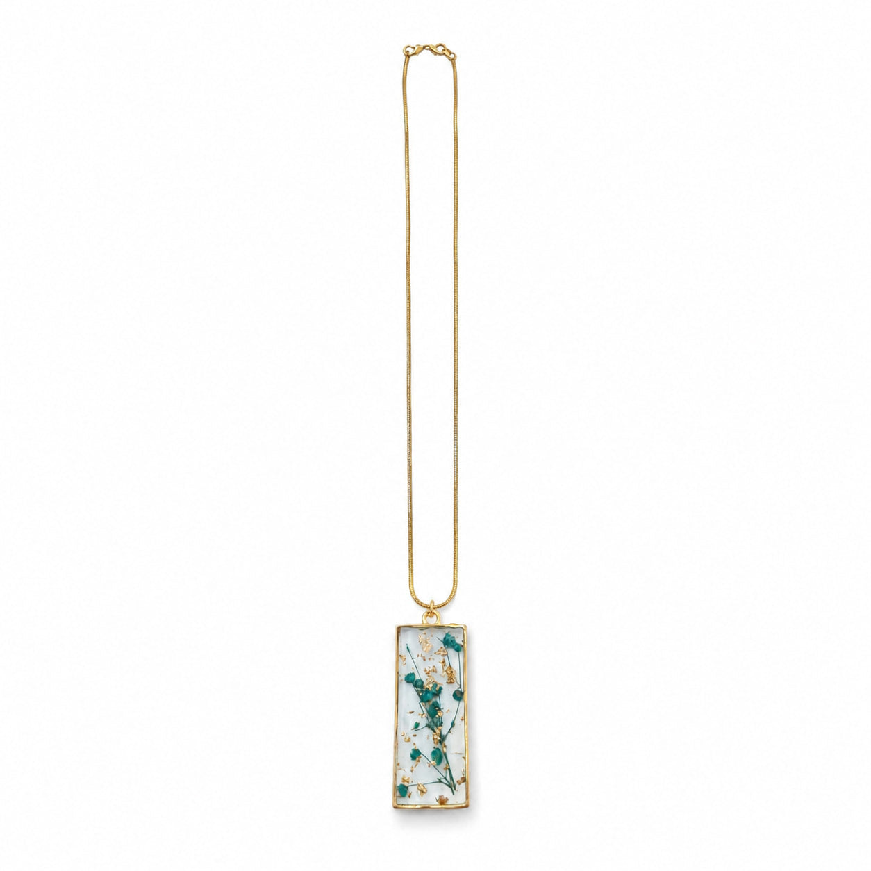 Gold Teal Flower Necklace