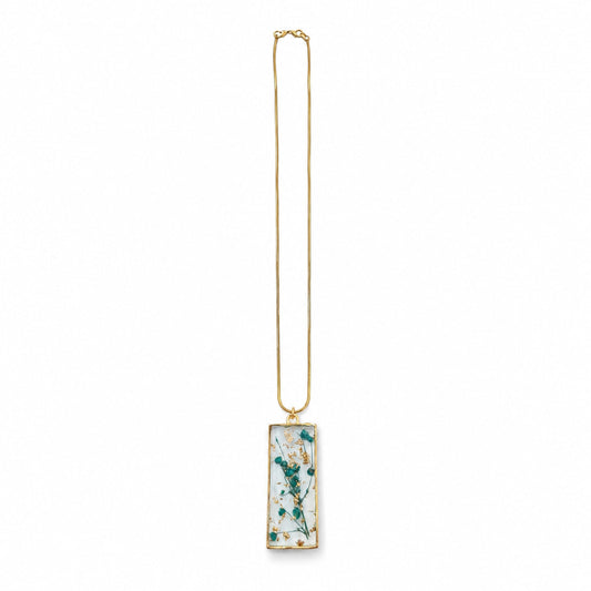 Gold Teal Flower Necklace